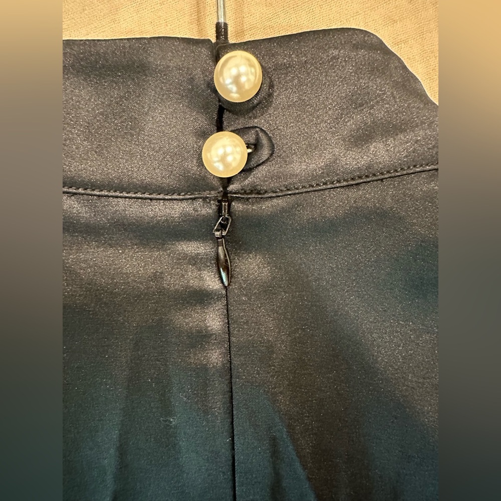 ALEXA CHUNG Mandarin Faux Pearl-embellished Satin Mini Dress In Black - Picture 5 of 7